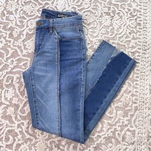 BlankNYC Skinny Classique Patchwork Split Front Jeans